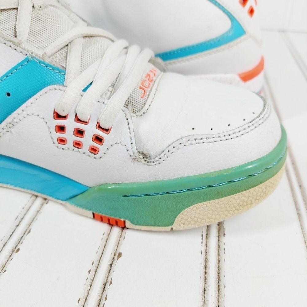 Jordan Flight 23 White Hot Lava Tide Pool Blue Athleisure Running Sneakers E119 - Picture 3 of 11